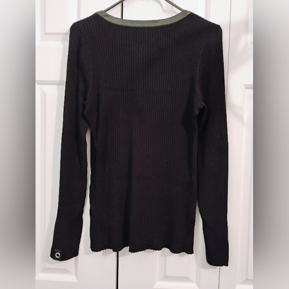 Cache Ribbed Lace Up Sweater Sz M - Picture 2 of 9